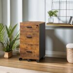 DEVAISE 3-Drawer Rolling File Cabinet with Lock – Wood Filing Cabinet with Casters - Image 6
