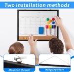 Dry Erase Calendar Whiteboard, 17" x 13" Magnetic Whiteboard & Cork Board Combo with Accessories – Black - Image 5
