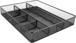 Amazon Basics Mesh Desk Drawer Organizer – 6-Compartment Black Steel Mesh - Image 2