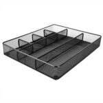 Amazon Basics Mesh Desk Drawer Organizer – 6-Compartment Black Steel Mesh