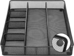 Amazon Basics Mesh Desk Drawer Organizer – 6-Compartment Black Steel Mesh - Image 3