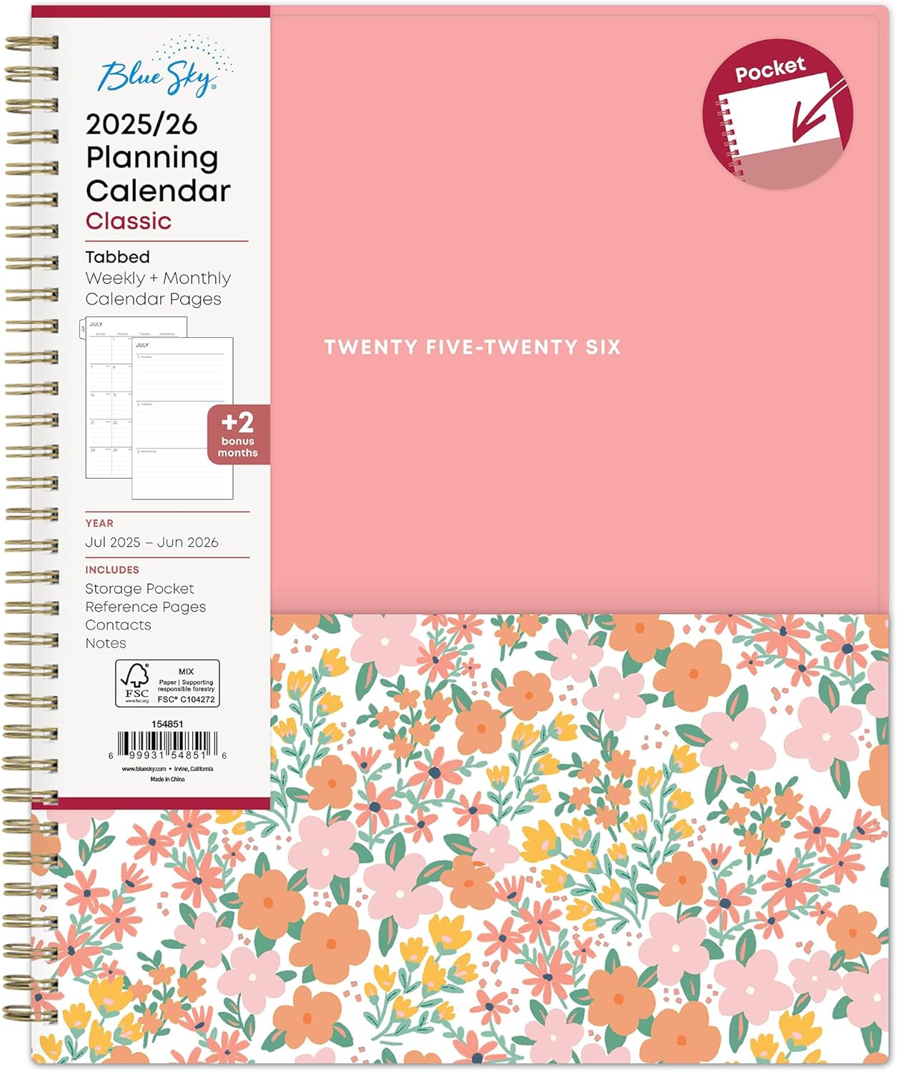 81rAziXcM3L._AC_SL1500_ Blue Sky 2025–2026 Academic Year Weekly and Monthly Planner - Image 1